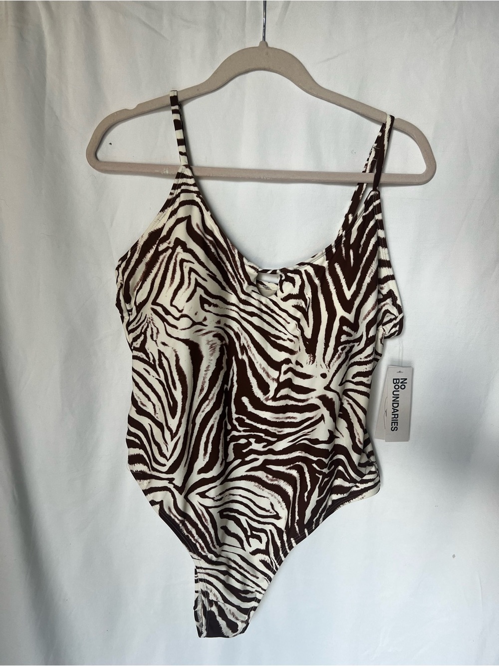 No Boundaries Brown and White Zebra-Print Kids One-Piece
